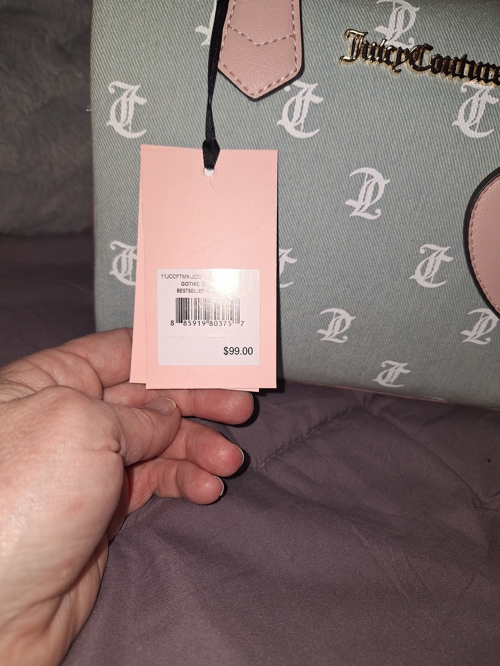 EXCLUSIVE Juicy Couture Pink and Gray Logo Crossbody Satchel - Picture 3 of 7